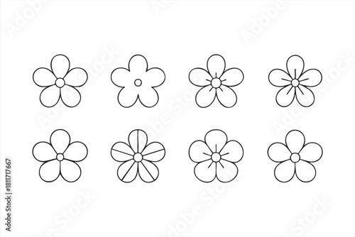 Minimalist botanical bloom icons for modern UI and graphic layouts