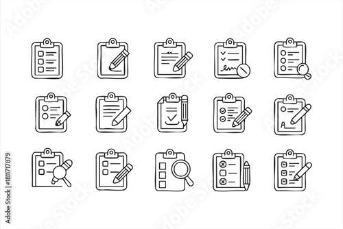 Task sheet icon set for office platforms and organizational tools