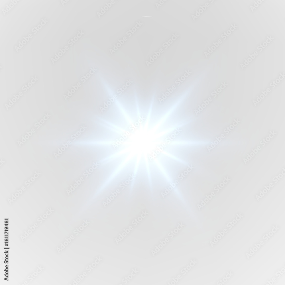 Obraz premium Blue glowing starburst explodes on a black PNG background. Sparkling particles scatter dynamically along radiant motion trails. Ideal for cosmic, magical, or festive visuals.