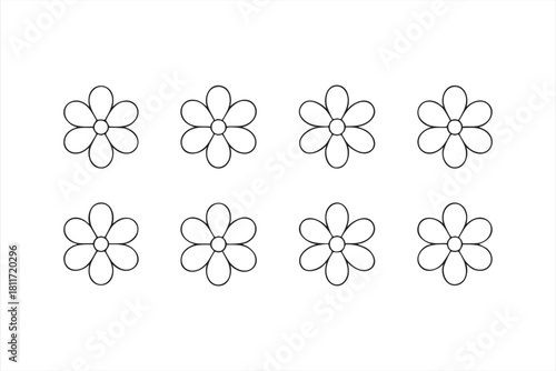 Clean blossom icons for decorative elements and vector illustration