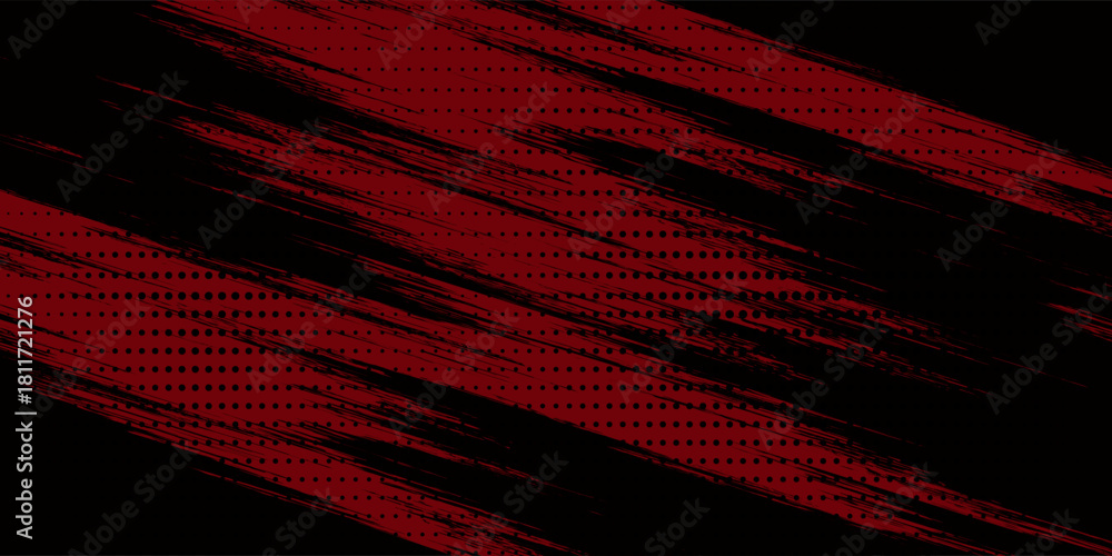 Fototapeta premium Abstract grunge red paint spill background. Blood spill on black background