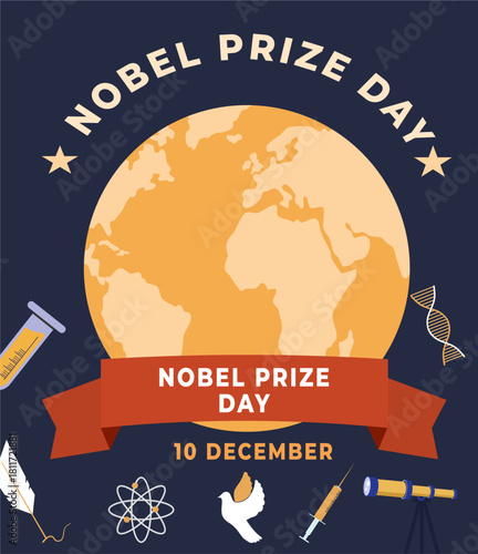 Nobel prize day flyer illustration