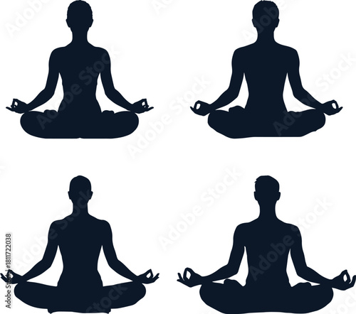 Yoga silhouette of a woman sitting in a lotus position, meditating for peace, health, and relaxation