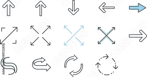 Hand drawn arrow set isolated on white background