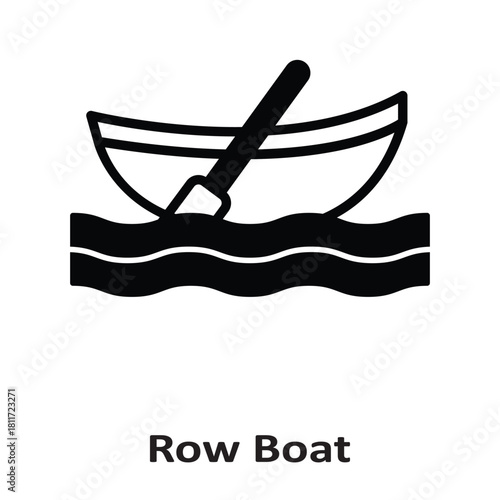 Row Boat Vector icon which can easily modify or edit