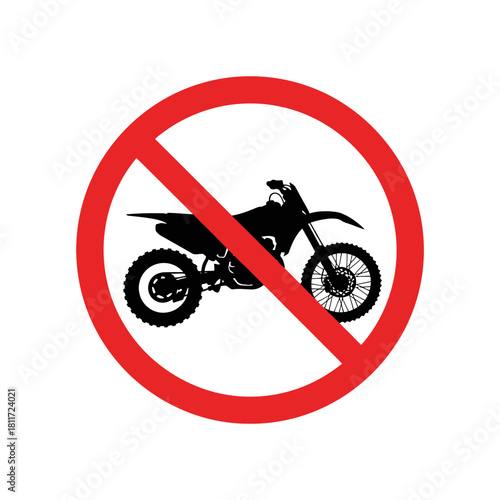 No motorcycles allowed sign silhouette red circle prohibition symbol graphic design element