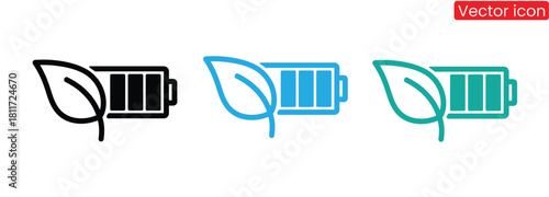 Eco battery power icons showing clean energy solutions,