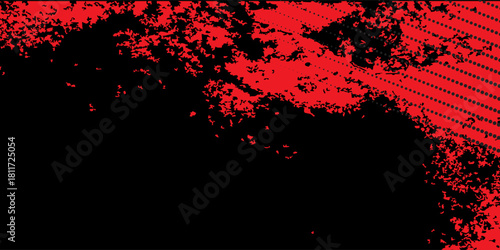 Black and red abstract grunge background with halftone style.