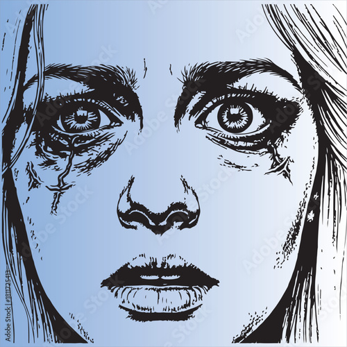 “Aesthetic Horror Eye Sketch – Scared, Infected, Emotional Distorted Eye Art, Creepy Dark Surreal Illustration, Haunting Fearful Expression, Trendy Dramatic Horror Artwork for Design & Marketing”
