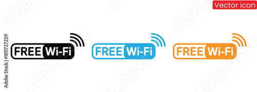 Connect to complimentary WiFi hotspots for seamless browsing,Free wifi icon set. Free wifi logo, label, sign, badge, symbol isolated on white background. Wifi signal, public place, access point,