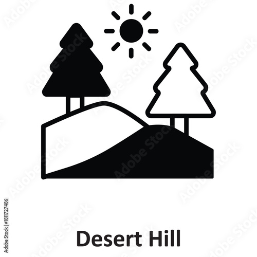 Desert Hill Vector icon which can easily modify or edit