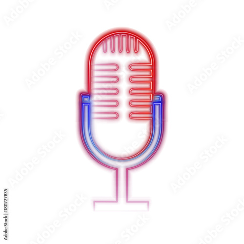 Comedy show neon sign. Retro microphone line design. Standup icon on