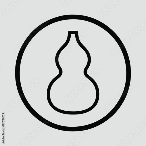Illustrator Calabash bottle gourd outline icon inside circle Silhouette vector