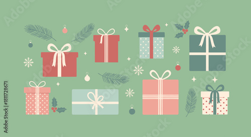 Cheerful Santa Claus Merry Christmas Greeting Card and Banner