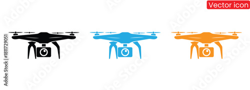 Versatile drone graphic for aerial photography projects,Drone, UAV shop logo, poster. Drone icons set. Collection of  drone's  isolated on white background. Vector illustration