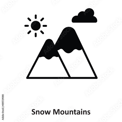 Snow Mountains Vector icon which can easily modify or edit
