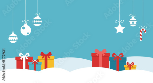 Cheerful Santa Claus Merry Christmas Greeting Card and Banner