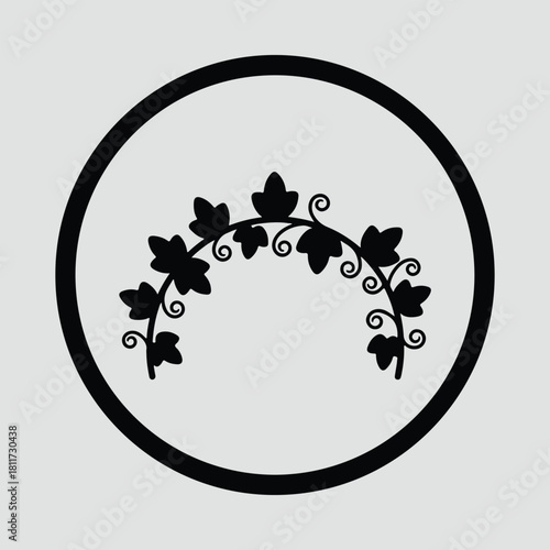 Illustrator ivy leaves and curly vines arch shape Silhouette vector