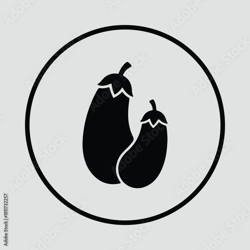 Illustrator Two eggplants inside a black circle Silhouette vector