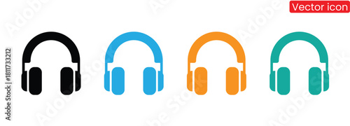 Colorful headphone set for audio enjoyment and music vibes,Headphone icon set. Headphone and headset silhouettes collection. Vector illustration,Headphone sign and symbol
