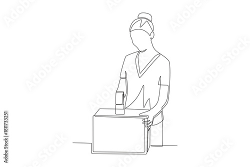 Packing boxes for online orders concept one-line drawing