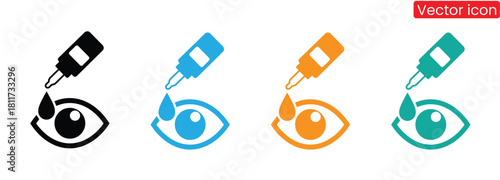 Four eyes being treated with medicinal drops for wellness,Eye drop icon. Eye health and Eye drops bottle vector illustration,eye drop icon vector. Logo Template illustration design