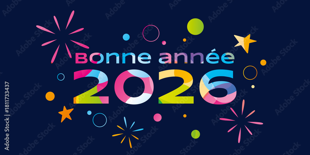 Naklejka premium Bonne année 2026 carte de voeux festive