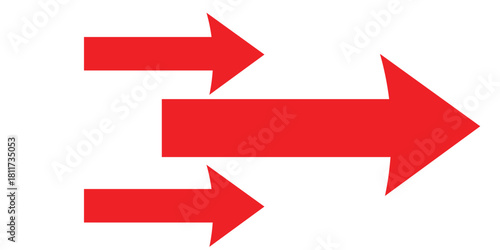 Long red arrows icon. Trendy long red arrow in flat style. Replaceable vector design. For your apps, websites and UI or UX design