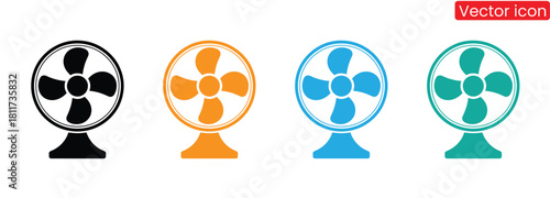 et of fan icon vector design,Colorful collection of fans for cooling summer heat designs,Table fan icon set , desk fan icon with white background eps10