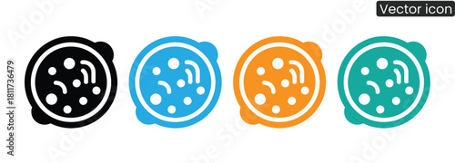 Bacteria or virus icon set in black, blue, orange, green,Bacteria icon simple trendy flat style vector and solid Isolated vector illustration on white background. For apps, logo, websites, symbol