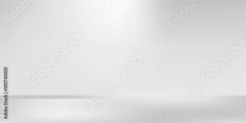 White Grey background. Minimal 3d shelf. Room in the 3d. For backdrop,wallpaper,background. Space for text. Vector illustration.