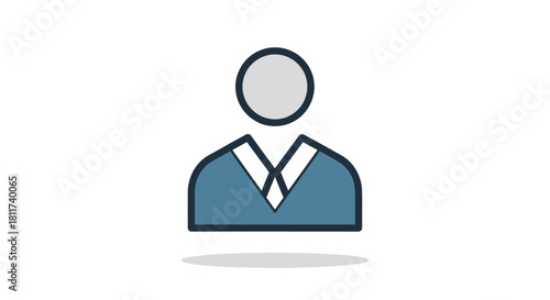 Minimalist Illustration of a Person Wearing Formal Attire with Blue