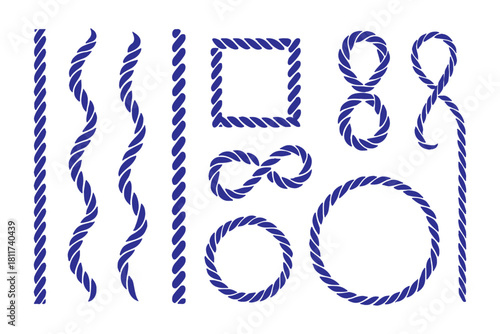 Decorative Rope Design Element Clipart Set - Straight, Wavy and Curved
