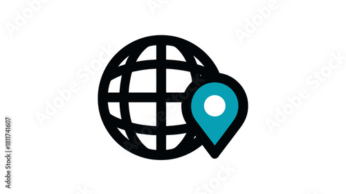 Worldwide location pin icon for global mapping, international services, and digital navigation concept.