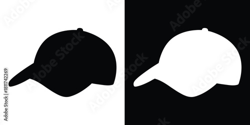 Baseball cap silhouette vector, Baseball hat icon, Baseball cap outline vector illustration