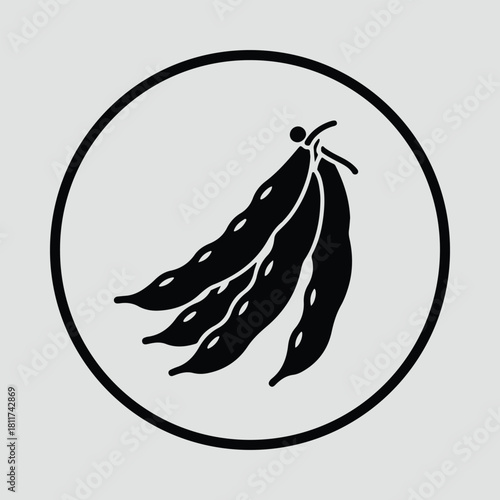 Illustrator Green beans pod silhouette design organic food vector