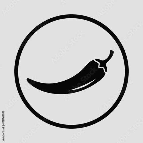 Illustrator Jalapeno pepper pod vegetable in circular frame Silhouette vector