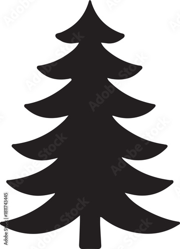 Stylized Evergreen Silhouette Shape Tree Symbolizes Nature Season Decoration Forest Conifer Plant Design Simple Icon Graphic Element Isolated on Transparent Backdrop