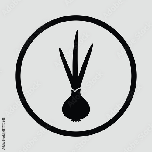 black onion in circle, simple design clip art preview
