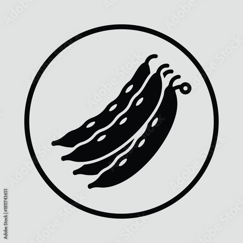 Illustrator Organic green beans vegetables in circle shape Silhouette vector
