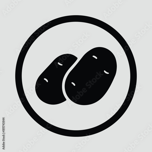Illustrator Potatoes icon simple sign vegetable in a circle Silhouette vector