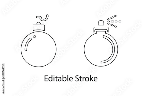 hand grenade editable stroke icon vector, bomb grenade vector line art illustration