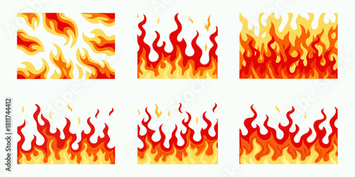 Cartoon fire flame set decorative fire design elements vector illustration