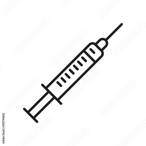 Syringe with vaccine icon in flat style. Medical syringe vector illustration on isolated background. Injector sign business concept.