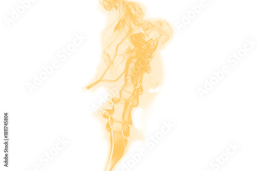 Abstract swirling golden energy tendrils with a wispy ethereal glow isolated on transparent background