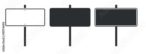 Simple Black and Gray Road Sign Vector Illustration