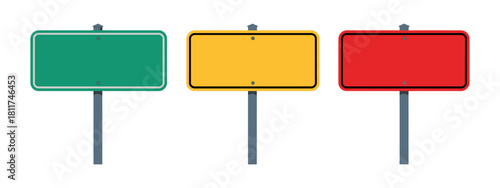 Collection of Blank Colorful Road Sign Vector Illustration