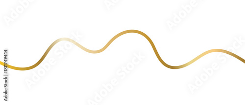 Gold thin line, golden luxury ribbon isolated on white background, wavy modern design element