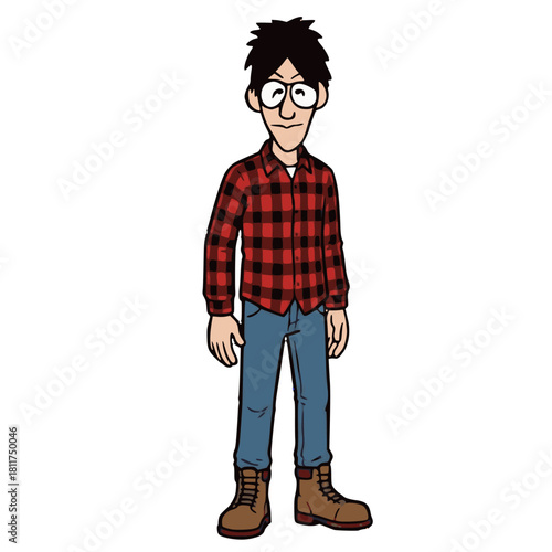Illustration of a thin person wearing glasses 
