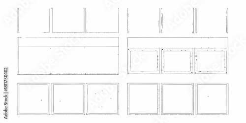 Black and white architectural blueprint of a building with multiple rooms